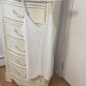 White pearl and sequins cocktail mini dress